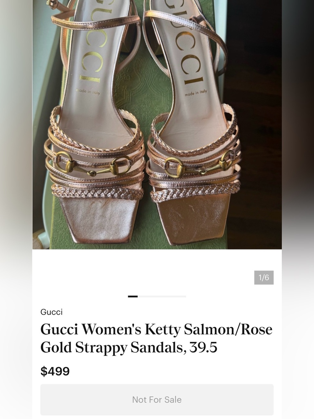 Gucci Metallic Rose Gold Nappa Braided Horsebit Ketty Block Heel Sandals (38) - Picture 13 of 14